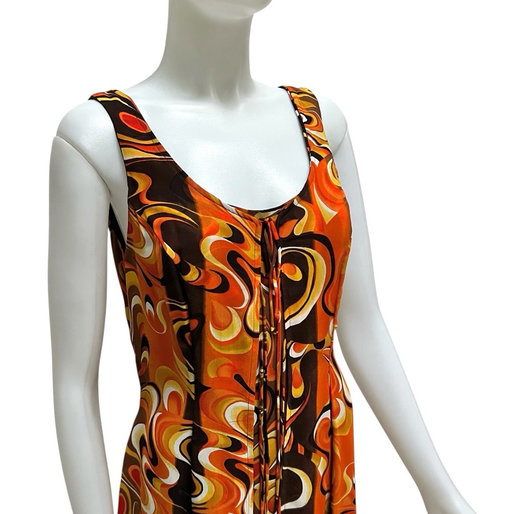 Vintage Psychedelic Orange Mini Sundress Wimsygoth Fairy Fit & Flair Artsy 90's - Picture 6 of 17